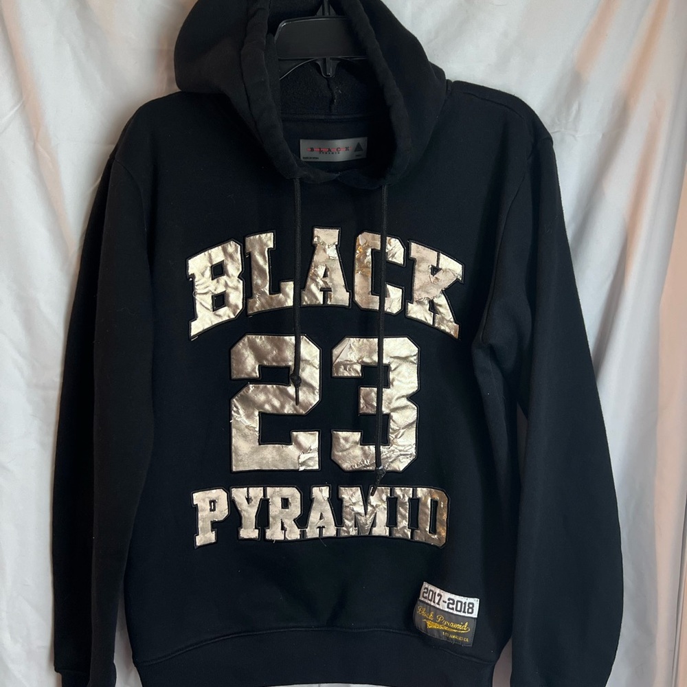 Black Pyramid Hoodie with Gold Details